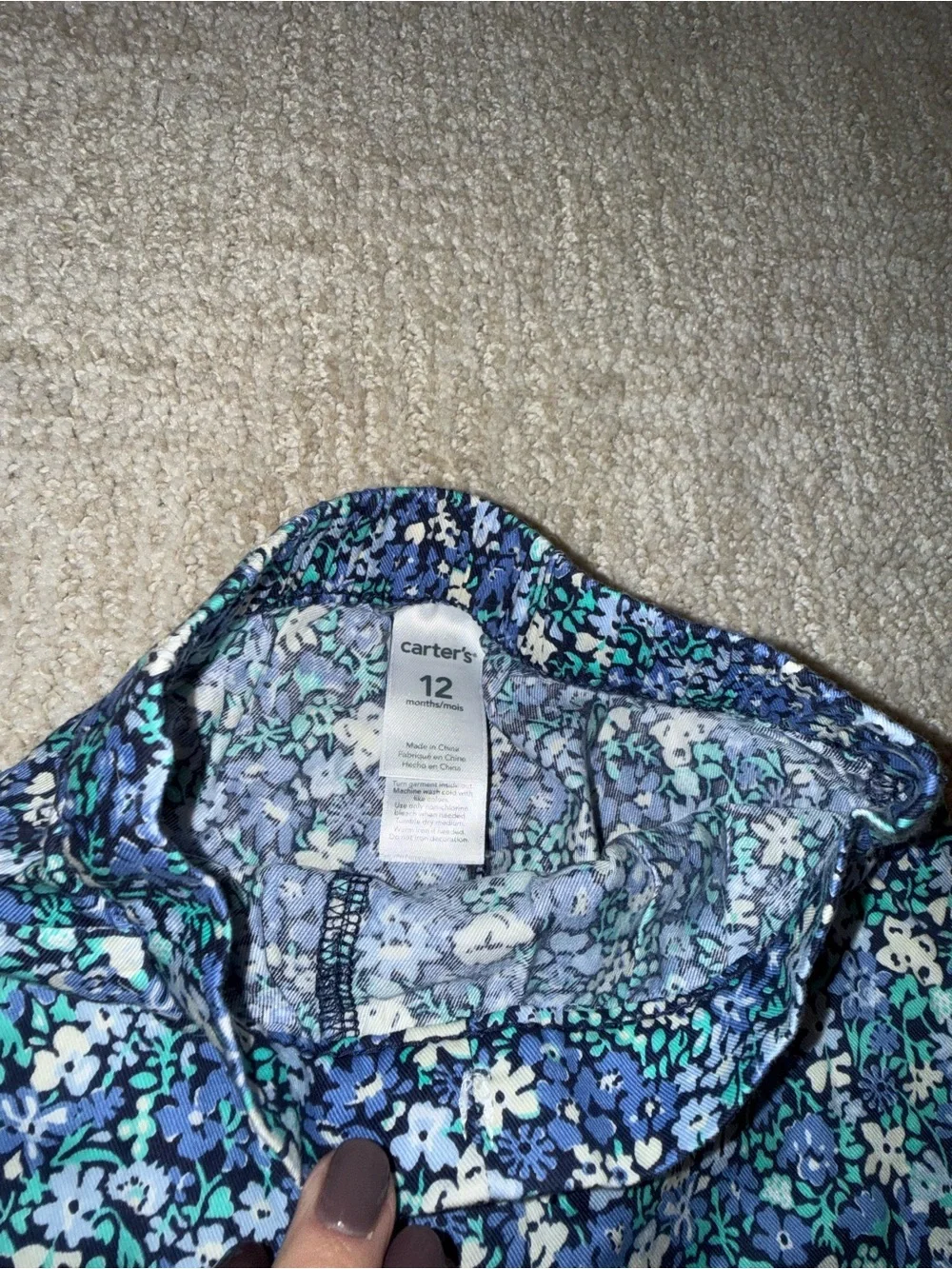 Carter's Blue Floral pants (12M)